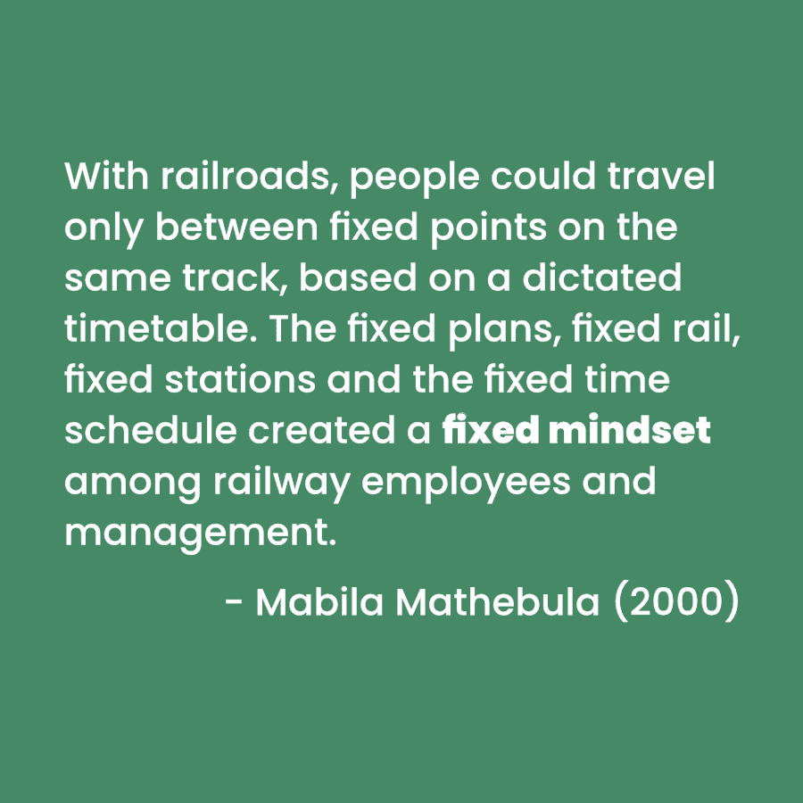 A fixed mindset quote on a muted green background by Mabila Mathebula (2000)