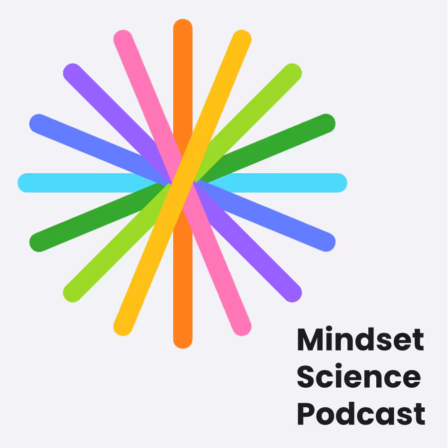 Mindset Science Podcast logo, a colorful starburst of ribbon-like lines
